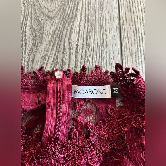 Vagabond Deep Red Lace Bell Sleeve Blouse - Picture 3 of 3